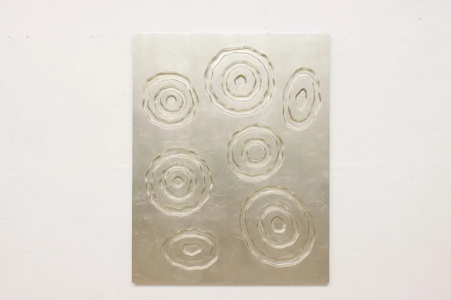 Photo of Abstract Silver Finish Carved Wall Art Decor Panel 40.5"