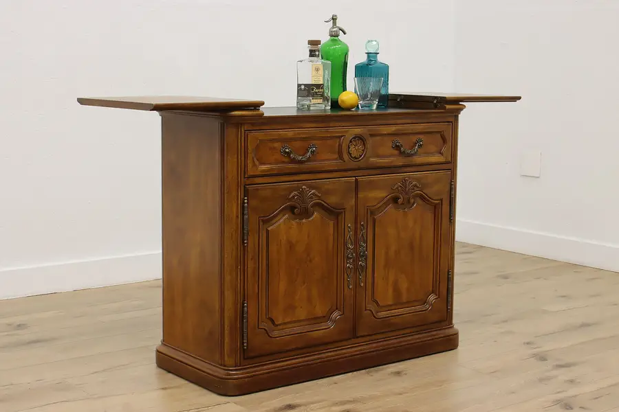 Photo of Country French Vintage Flip Top Server Bar Cabinet Henredon