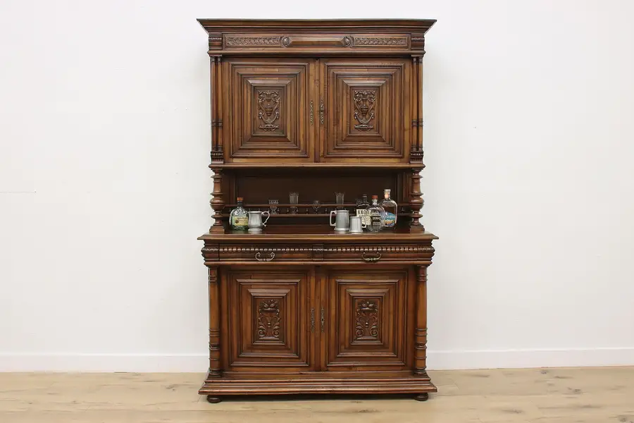 Photo of French Renaissance Antique Walnut Sideboard or Bar Cabinet