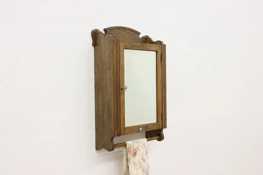 Photo of Barbershop Antique Oak Medicine Cabinet American Linen