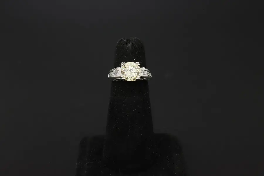 Photo of 925 Sterling Silver Yellow CZ Solitaire Ring