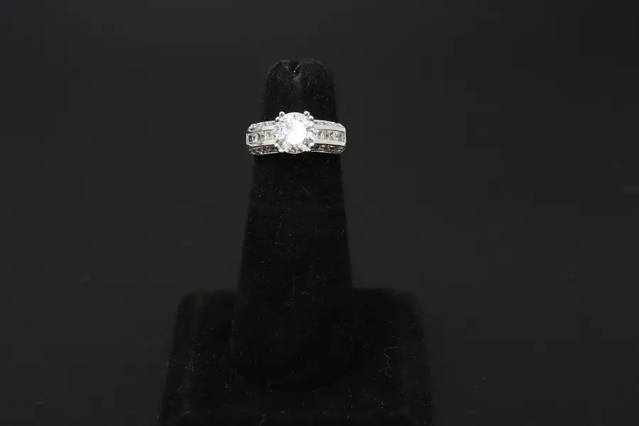 Photo of Sterling Silver CZ Solitaire Engagement Style Ring