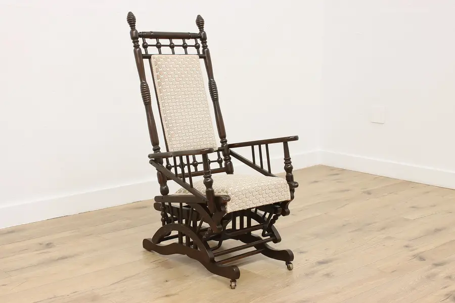 Photo of Victorian Antique Glider Rocker Carved Birch Rocking Chair