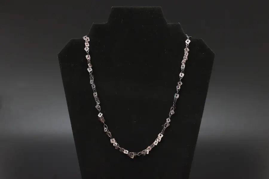 Photo of Sterling Silver Square-Shape Flat Link Station Necklace