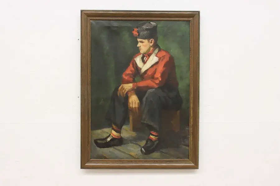 Photo of Russian Dancer Vintage Original Oil Painting Lipoon 32"