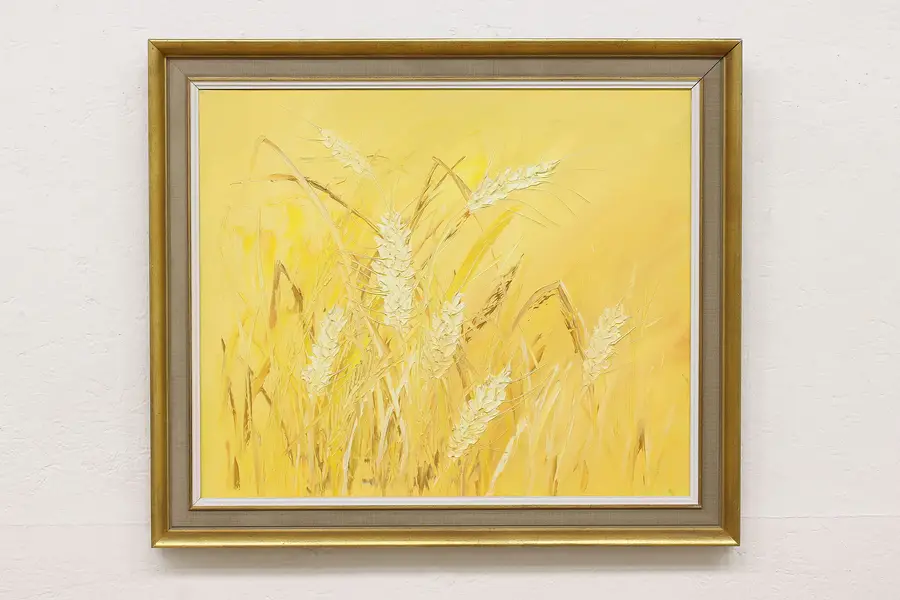 Photo of Wheat Stalks Vintage Original Oil Painting Jolley 28.5"