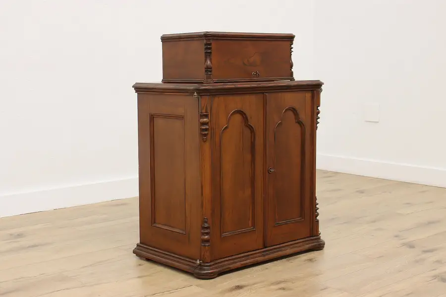 Photo of Victorian Antique Rosewood Sewing Machine & Cabinet, Howe