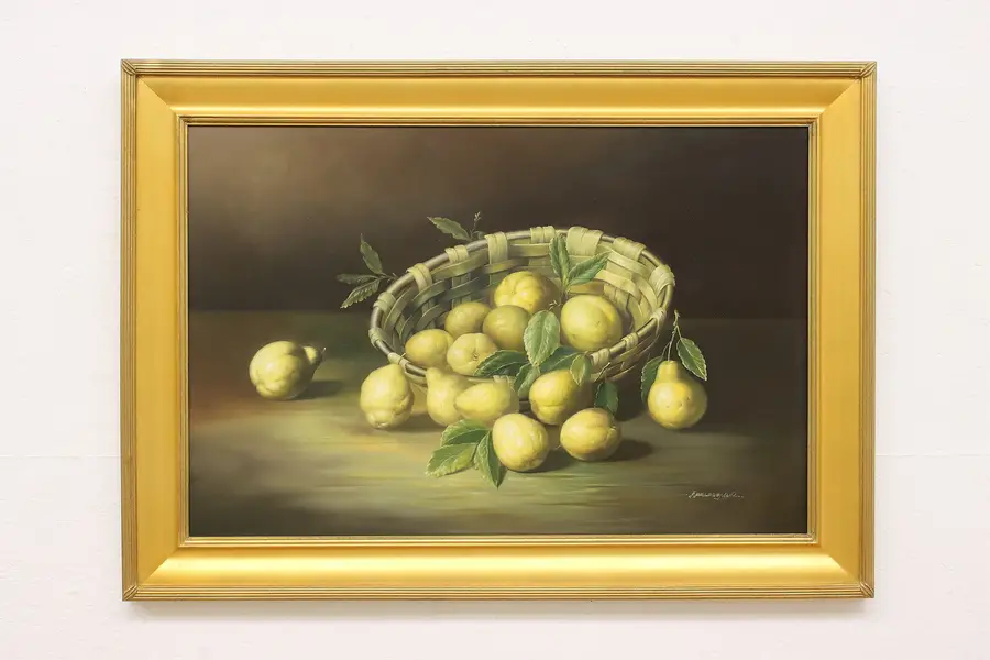 Photo of Pears Still Life Vintage Original Oil Painting Bridgeman 43"