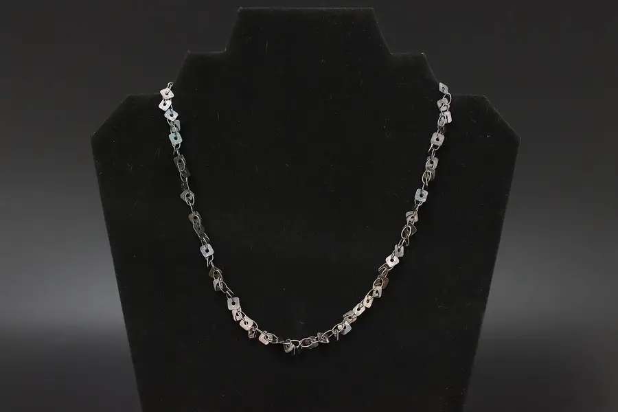 Photo of Sterling Silver Square-Shape Flat Link Station Necklace