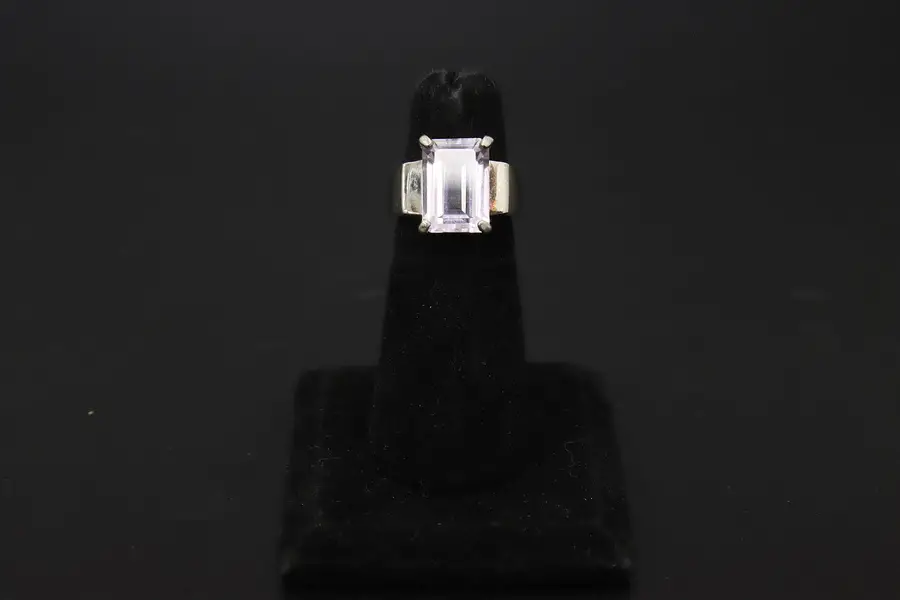 Photo of Sterling Silver Purple Emerald-Cut Gemstone Cocktail Ring