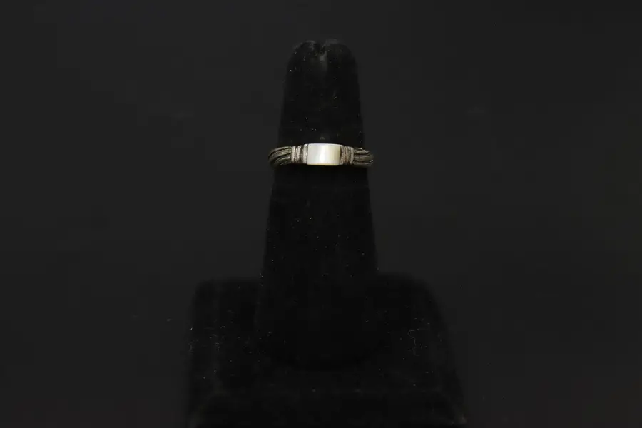 Photo of Sterling Silver Braided Band White Opal Stone Ring