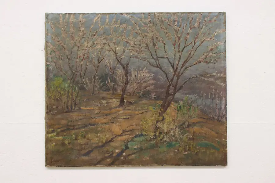 Photo of Stormy Forest Antique Original Painting Betts Unframed 39"