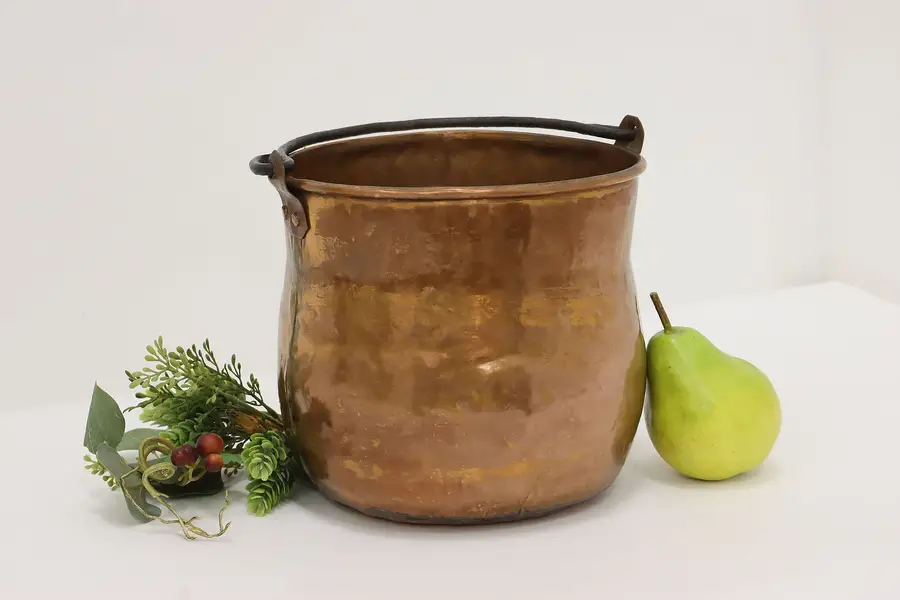 Photo of Farmhouse Antique Copper Kitchen Pot Cauldron or Kettle