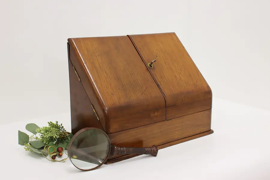 Photo of Victorian Antique Chestnut Desktop or Travel File Cabinet