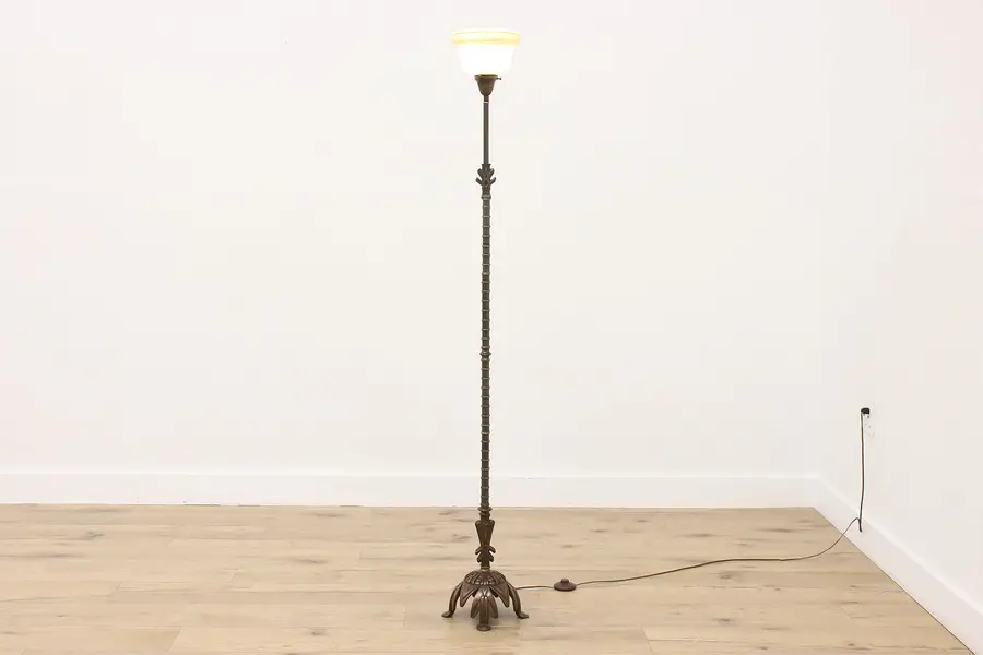 Photo of Art Deco Antique Bronze Finish Library or Office Floor Lamp