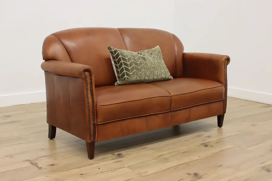 Photo of Art Deco French Vintage Sheep Leather Loveseat or Small Sofa