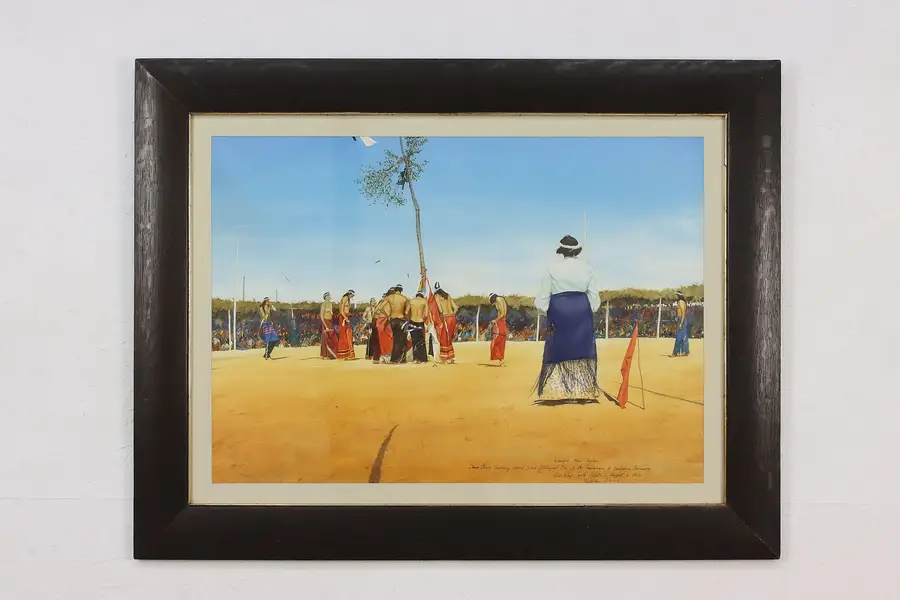Photo of Sioux Ceremony 1972 Original Watercolor Painting Nelson 37"