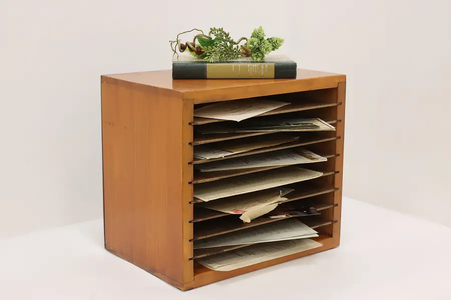 Photo of Traditional Vintage Grain Painted Desktop File Mail Cabinet