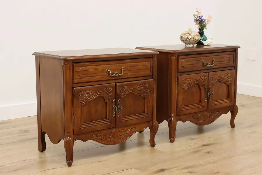Photo of Pair Country French Chests Nightstands End Tables Bernhardt