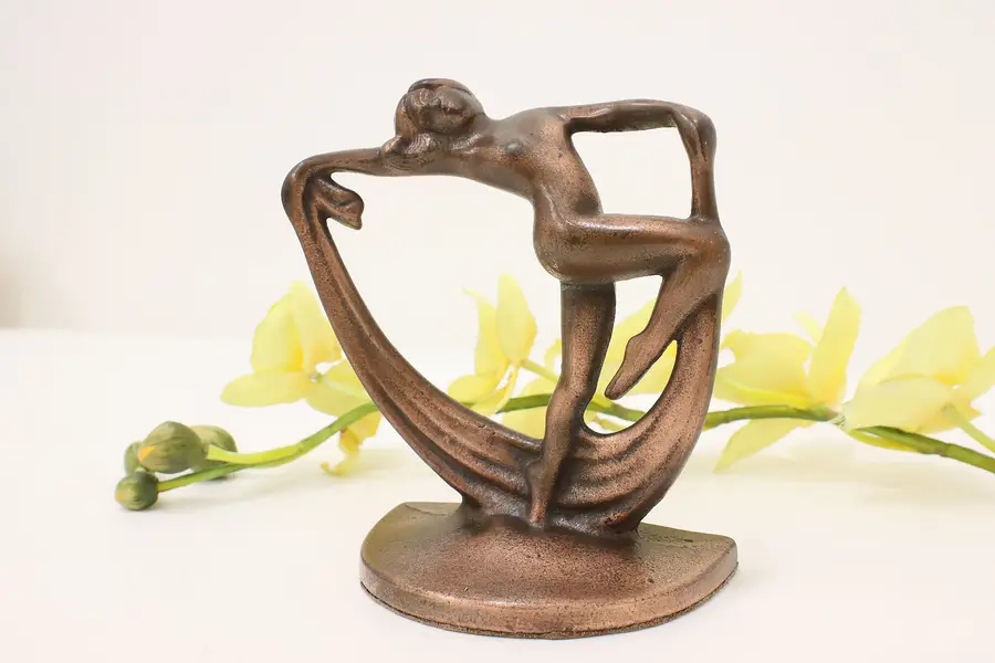 Photo of Art Deco Antique Copper Finish Dancer Bookend or Sculpture