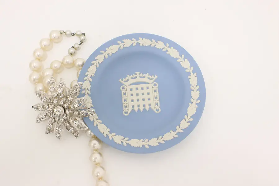 Photo of English Wedgwood Vintage Baby Blue Jasperware Trinket Tray