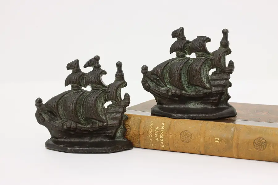 Photo of Pair of Nautical Antique Cast Iron Ship Library Bookends