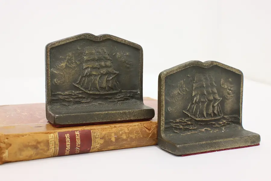 Photo of Pair of Cast Iron Antique Nautical Ship Office Bookends