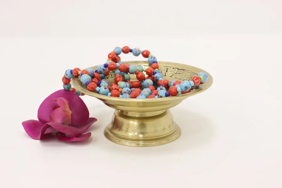 Photo of India Vintage Engraved Brass Offering Bowl, Key Trinket Dish