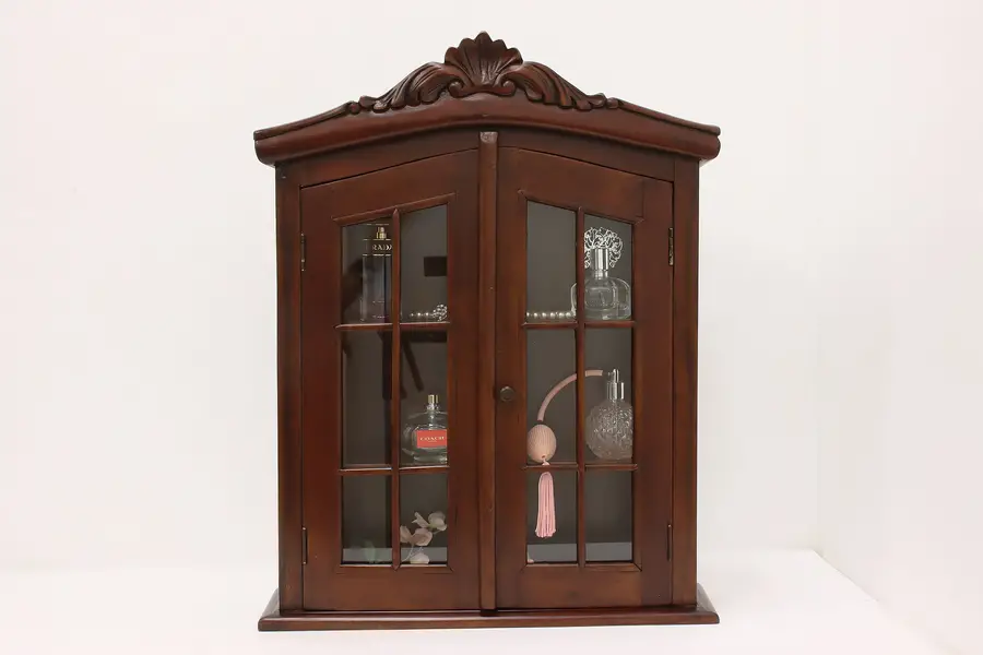 Photo of Victorian Vintage Mahogany Jewelry or Bath Wall Cabinet