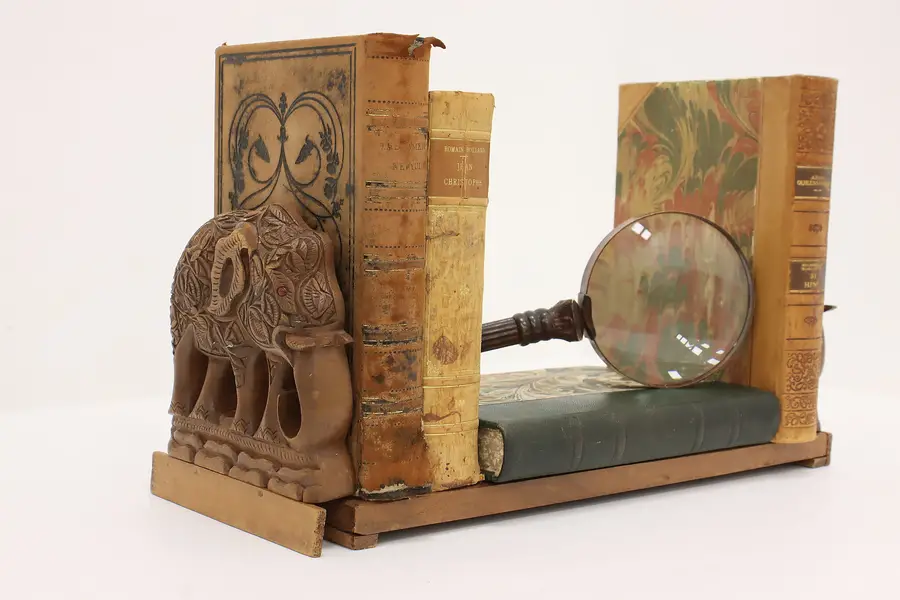 Photo of Asian Vintage Carved Walnut Adjustable Elephant Book Holder