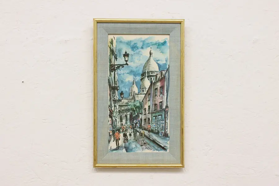 Photo of Paris Rue de Chevalier Sacre Coeur Vintage Painting Aino 16"