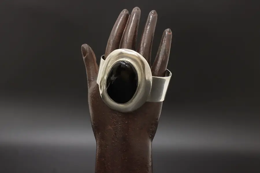 Photo of Sterling Silver & Onyx Stone Bangle