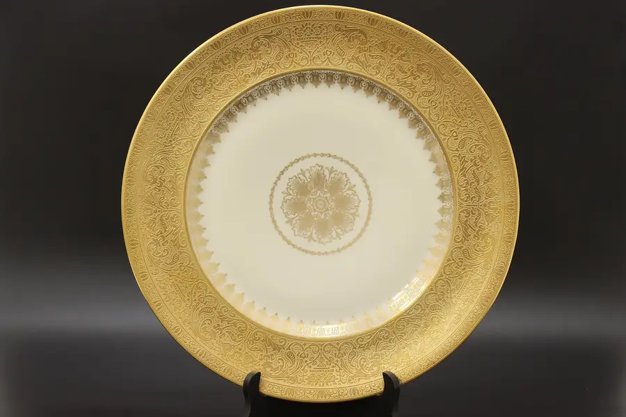 Photo of German Vintage Gold Porcelain Dinner Plate, Heinrich