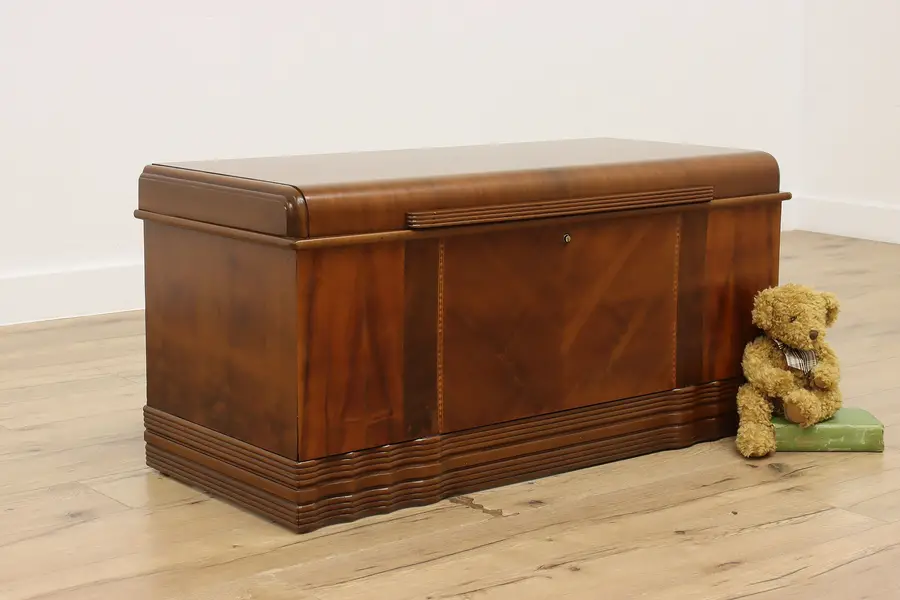 Photo of Art Deco Vintage Waterfall Cedar Blanket Chest, Montgomery