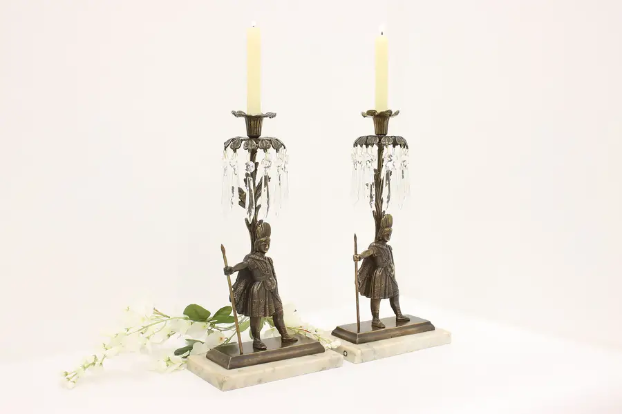 Photo of Pair of Antique Victorian Bronze Girondole Candlesticks