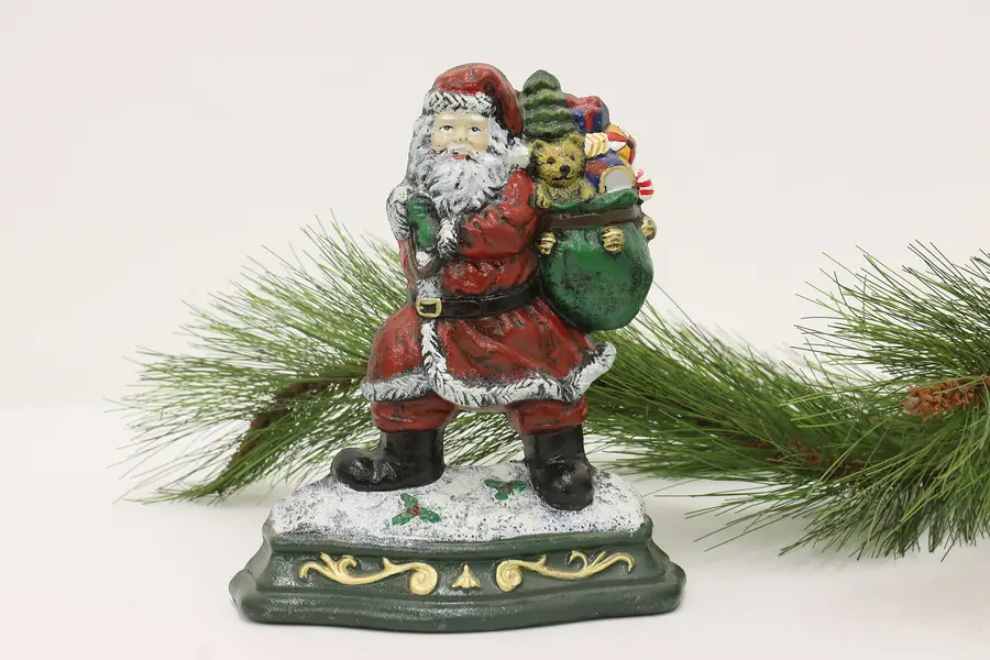 Photo of Farmhouse Vintage Cast Iron Christmas Santa Doorstop, Wright