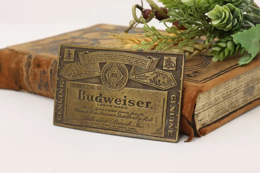 Photo of Budweiser Beer Vintage Brass Belt Buckle