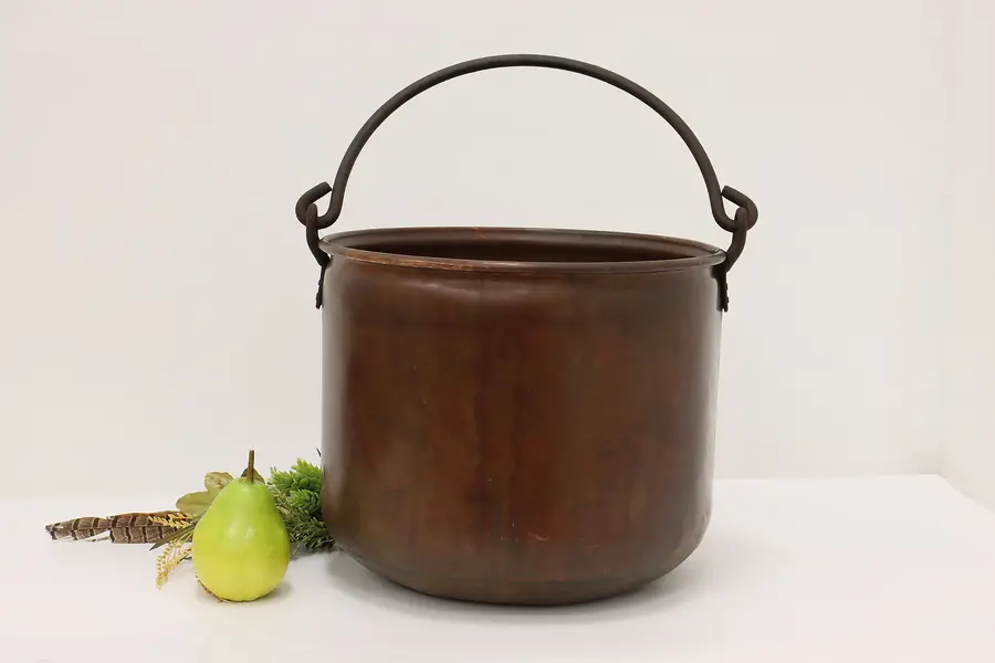 Photo of Farmhouse Antique Copper Fireplace Kettle Cauldron or Pot