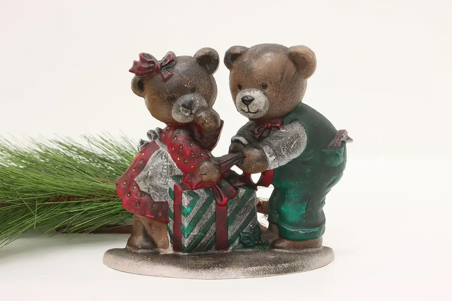 Photo of Teddy Bears & Present Sculpture Vintage Cast Iron Doorstop