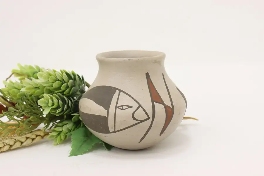 Photo of Mexican Vintage Hand Painted Pottery Vase, Fish