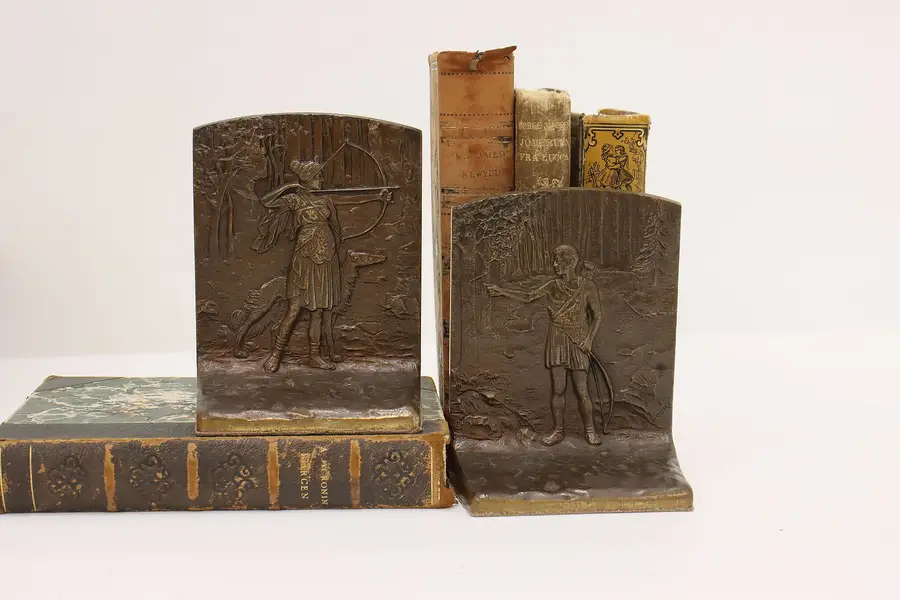 Photo of Pair of Antique Bronze Gods Artemis Diana & Apollo Bookends