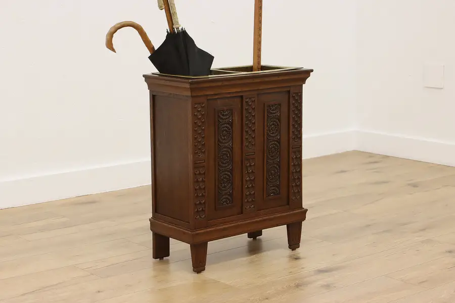 Photo of Renaissance Antique Carved Oak Umbrella & Cane Hall Stand