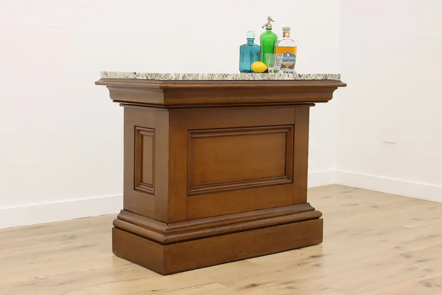 Photo of Victorian Antique Pine Store Counter Bar, Island Granite Top