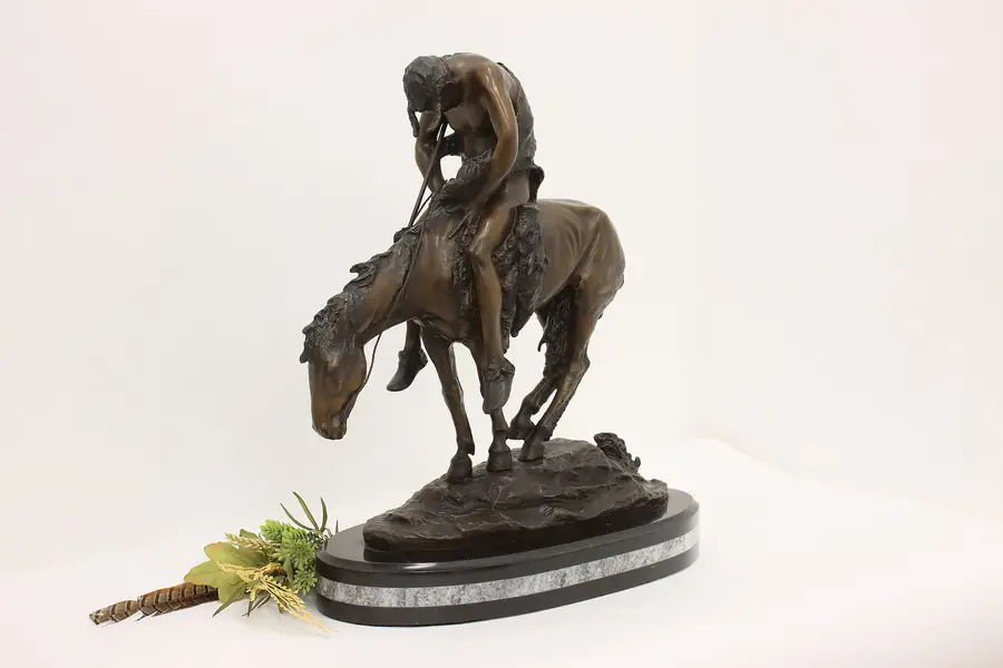Photo of End of The Trail Statue Vintage Bronze Sculpture Fraser 23"