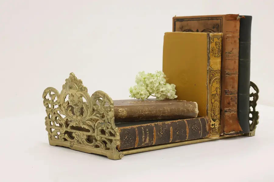 Photo of Victorian Antique Brass Adjustable Desk Book Holder, Queens