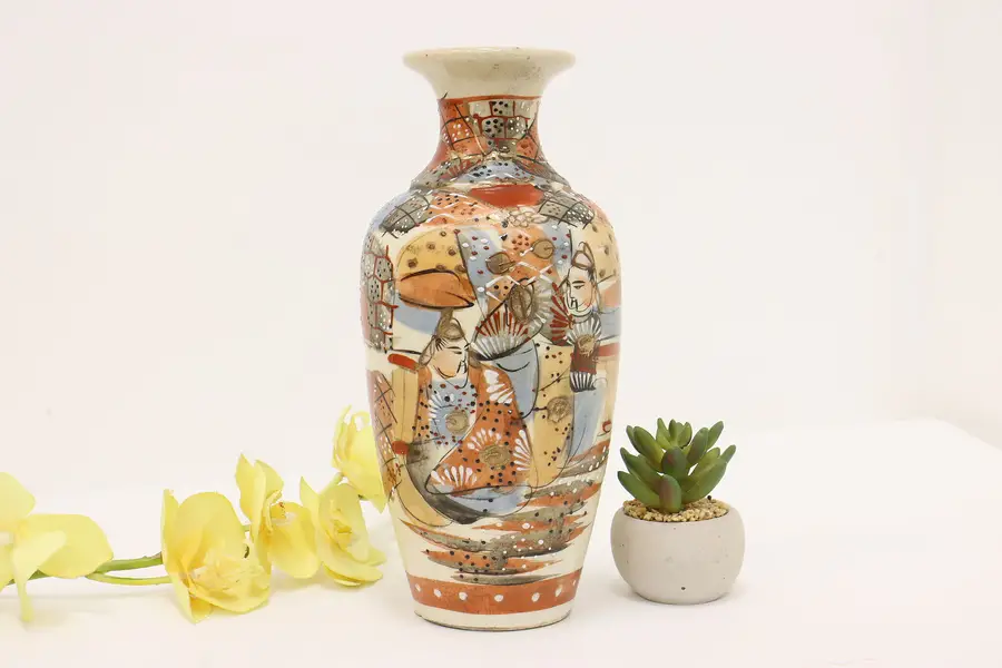 Photo of Chinese Vintage Hand Painted Porcelain Vase Warriors 10"