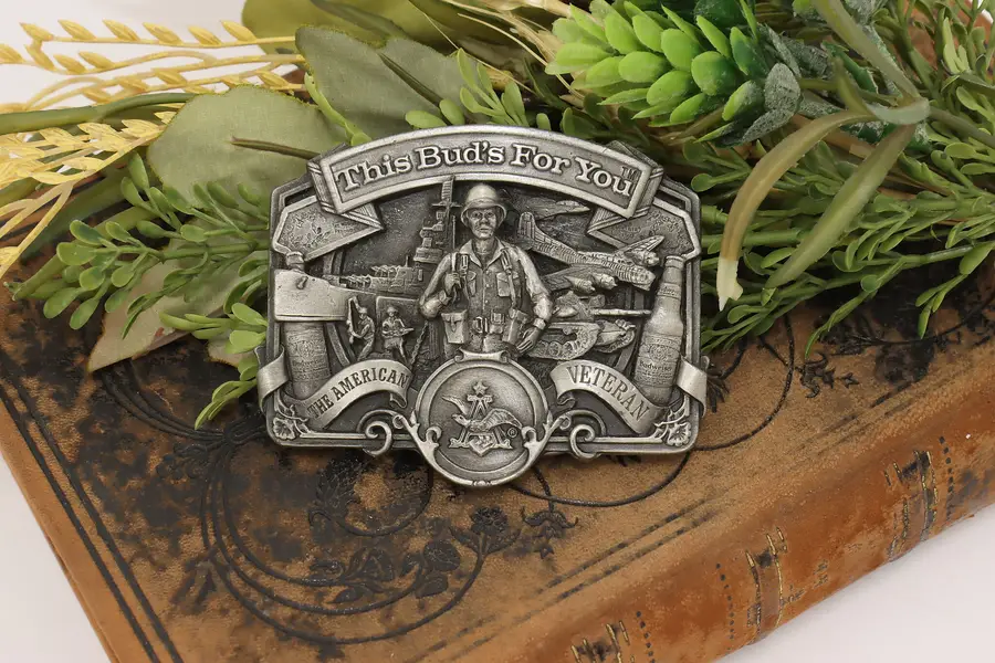 Photo of Budweiser Veteran Vintage Pewter Belt Buckle Bergamot