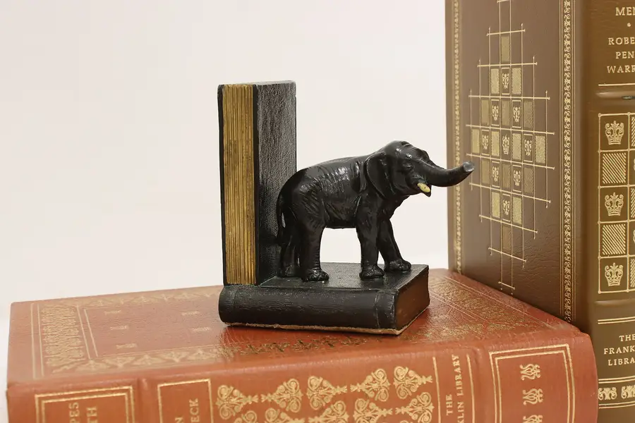 Photo of Wise Elephant Vintage Cast Metal Bookend or Sculpture