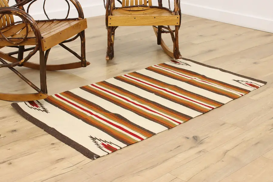 Photo of Southwestern Indigenous Vintage Hand Woven Wool Rug 6'