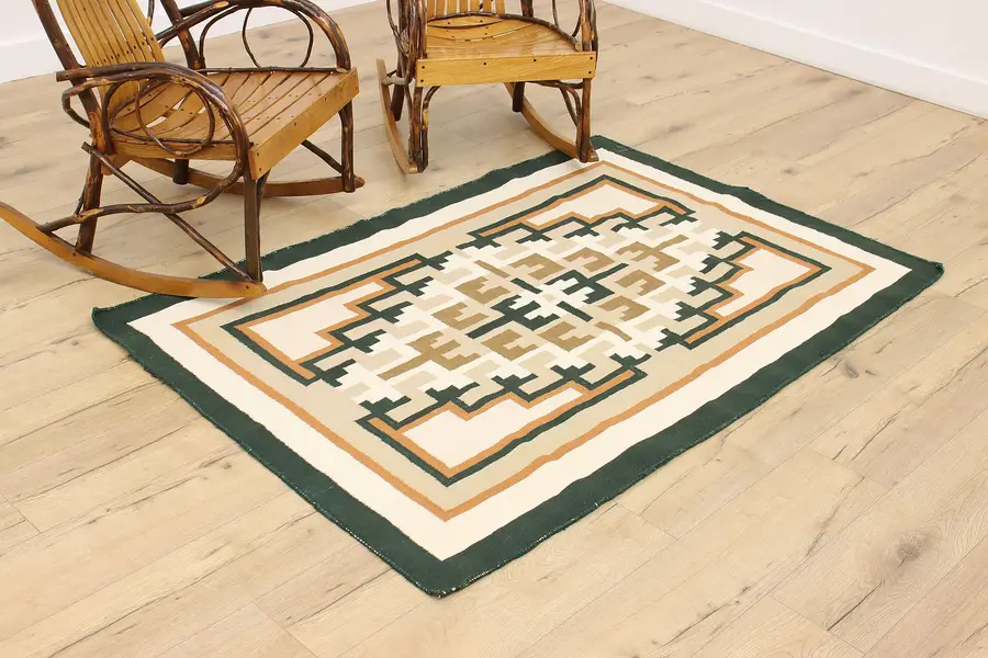 Photo of Southwestern Indigenous Vintage Hand Woven Wool Rug